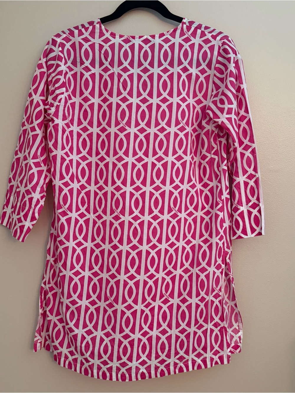Gretchen Scott Designs Pink White Geometric Tunic Top Dress Size S - Picture 3 of 8